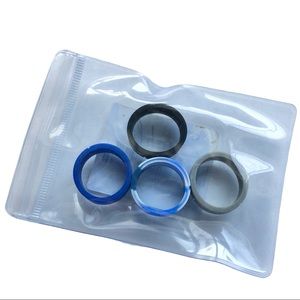 NEW Mens Silicone Ring Band Size 10 Blue Gray Black Camo Zitahli Wedding